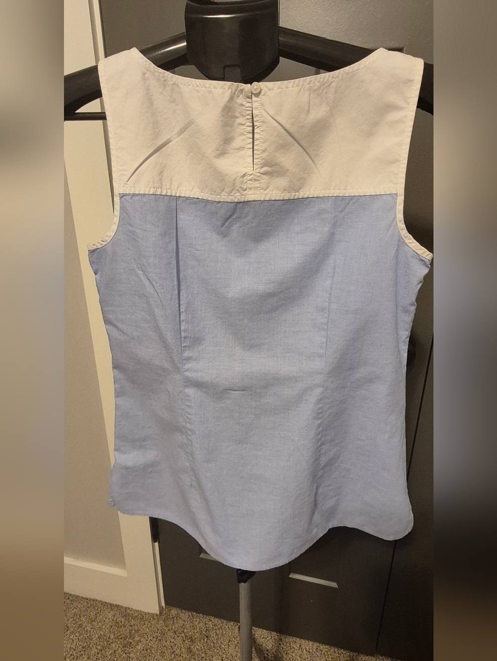 Talbots Nautical Sailboat Embroidered Tank Top XS Blue White Cotton Side Zip - Picture 4 of 7